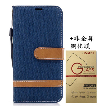 Gambar Samsung j5 2017 j530f denim kain clamshell dompet set ponsel