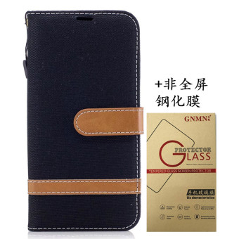 Gambar Samsung j5 2017 j530f denim kain clamshell dompet set ponsel