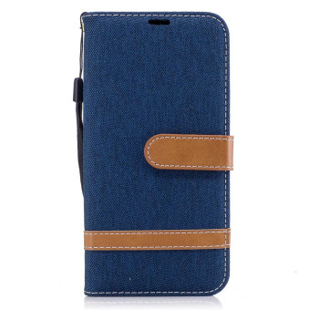 Gambar Samsung j5 2017 j530f denim kain clamshell dompet set ponsel