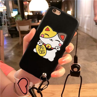 Gambar Samsung s6edge a7100 g9250 kepribadian lanyard beruang lucky cat telepon shell silikon set