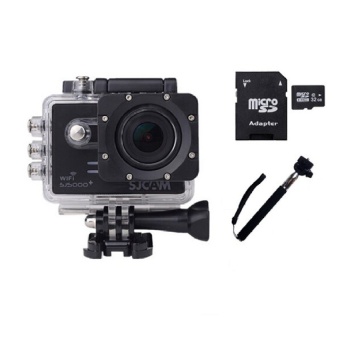 SJ5000Plus Sport Camera Waterproof Camera and 32GB Micro SD Card and Self Stick Monopad (Black) - intl  