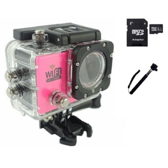 SJ6000 Sport Camera Waterproof Wifi Camera and 32GB Micro SD Card and Self Stick Monopad Pink - intl  
