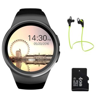 Gambar Smart Watch Bluetooth Heart Rate Monitor Intelligent smartWatchSupport SIM TF Card for Phone (Earphone)