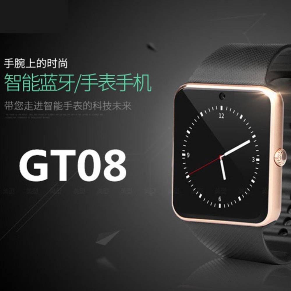 Smart Watch GT08 Clock Sync Notifier dengan Bluetooth Konektivitas untuk IOS Android Smartwatch Ponsel (Emas/Hitam) -Intl