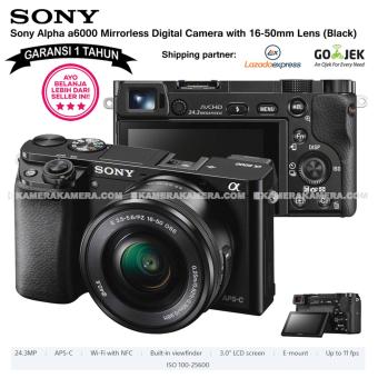 SONY Alpha 6000 Black with 16-50mm Lens Mirrorless Camera a6000 - WiFi 24.3MP Full HD (Garansi 1th)  
