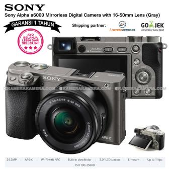 SONY Alpha 6000 Gray with 16-50mm Lens Mirrorless Camera a6000 - WiFi 24.3MP Full HD (Garansi 1th)  