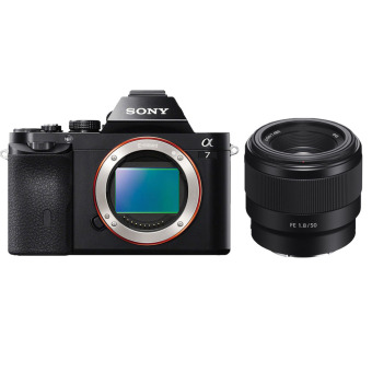 Sony Alpha ILCE a7 Body Only - Hitam + Sony FE 50mm f/1.8 Lens Special Package  