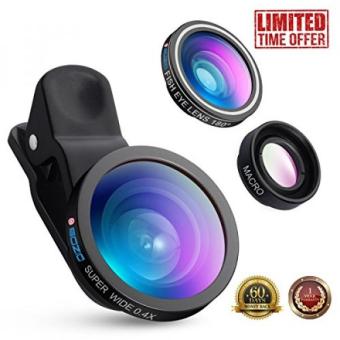 Gambar SOZIO 3 in 1 Fisheye Lens   Macro Lens   0.4X Super Wide Angle Lens, Clip on Cell Phone Lens Camera Lens Kits for iPhone 7, 6s, 6, 5s   Samsung, Android   Most Smartphones.