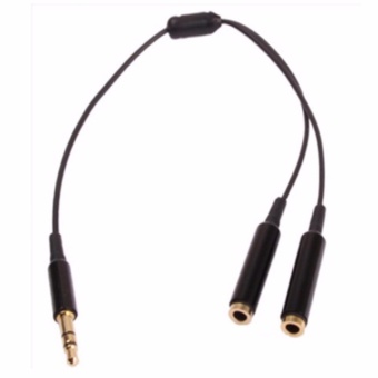 Gambar Termurah !! Aux Audio Cable 3.5mm Male Jack To 2 X 3.5mm Female Jack Hitam Black   Kabel Adaptor Adapter Convert Konverter Jack 3.5 Mm