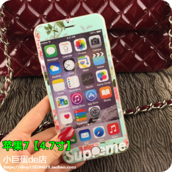 Gambar Tide merek iphone6s 7plus kepribadian layar penuh bunga warna pelindung layar pelindung layar baja