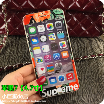Gambar Tide merek iphone6s 7plus kepribadian layar penuh bunga warna pelindung layar pelindung layar baja