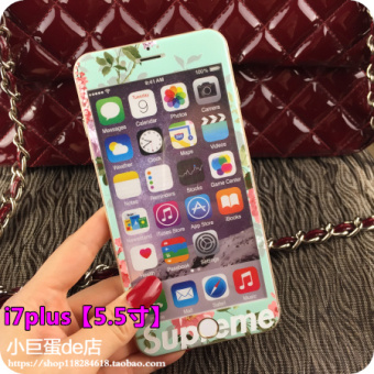 Gambar Tide merek iphone6s 7plus kepribadian layar penuh bunga warna pelindung layar pelindung layar baja