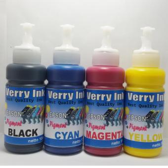 Gambar Tinta Epson Verry Ink Pigment Isi Ulang 1 Set 4 Warna (BonusSuntikan + Jarum)