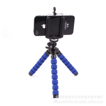 Trumpet Octopus Sponge Tripod Mini Segitiga Bracket-Biru