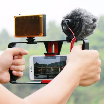 Gambar Ulanzi Smartphone Video Handle Rig Filmmaking Stabilizer Case movie youtube videos  get Led Light   Rode VideoMicro microphone   intl