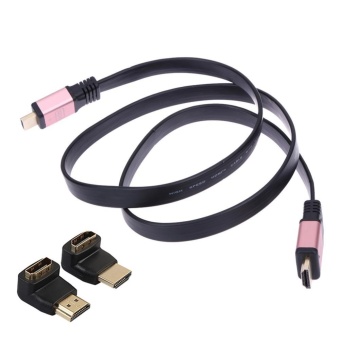 Gambar Ultra High Speed HDMI V2.0 2160P 4K Cable with 90 +270 Adapter(Black) 1m   intl