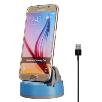 Gambar Universal 360 Degree Rotate Micro USB Desktop Dock Charger Car Holder Station Power Charging For Samsung Android Mobile Phone Blue   intl