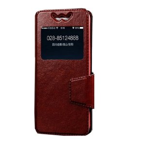 Gambar Universal Leather Case Windows untuk Polytron Rocket T4   Coklat