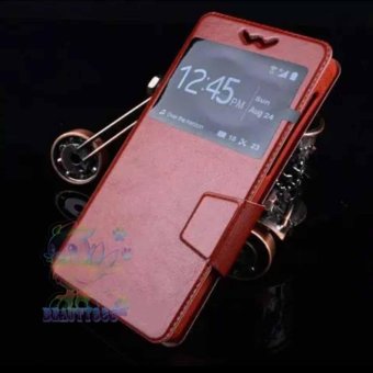 Gambar Universal Leather Case Windows View For Evercoss Elevate Y2 PowerSlide Up Case Universal Flipshell   Flipcover   Flip Cover Kulit  Sarung Case   Sarung Handphone   Coklat