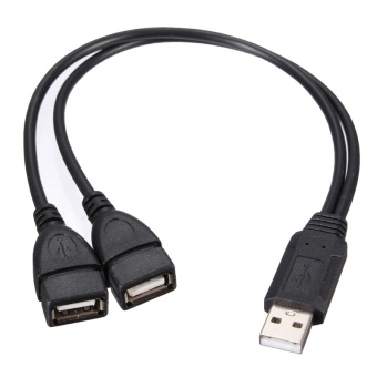 Gambar Universal USB 2.0 Male To Dual USB Female Jack Splitter 2 Port USB Hub Data Cable Adapter Cord For Laptop Computer (Black)   intl