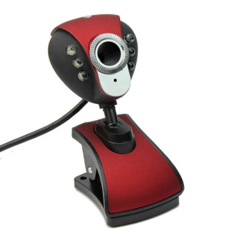 Gambar USB 5 Million Pixels 6 White LED Webcam Camera with Mic for DesktopPC Laptop MSN (Red)