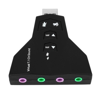 Gambar USB2.0 LED Audio Sound Card Adapter 7.1 Channel Card Adapter W Mic Speaker Black   intl