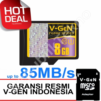 V-Gen MicroSDHC 8GB Turbo 85MBs Class10 USH-1 Micro 
