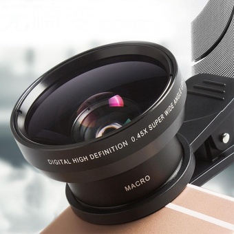Gambar Vanker 2 in 1 0.45x Wide Angle Lens 12.5x Macro Clip On Lens ForCell Phone   Camera (Black)   intl