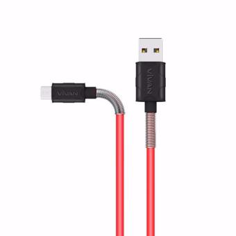 Vivan FM100 2.4A 1M Spring Micro USB Data Cable for Android Black+Red  