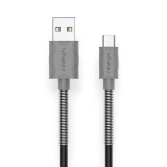 Vivan FM100 2.4A 1M Spring Micro USB Data Cable for Android Gray+Black  