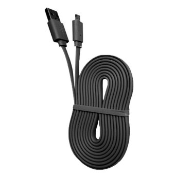 Wellcomm Kabel Charger dan Data Panjang Kabel 2 Meter Flat Micro USB High Quality - Hitam  