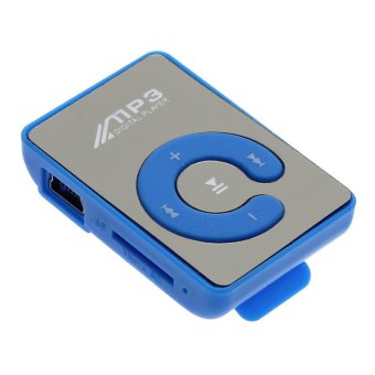 Gambar Whyus Olahraga Mini Klip Cermin Digital USB Mp3 Pemutar MusikMendukung 8 G Micro SD Kartu TF (Biru)