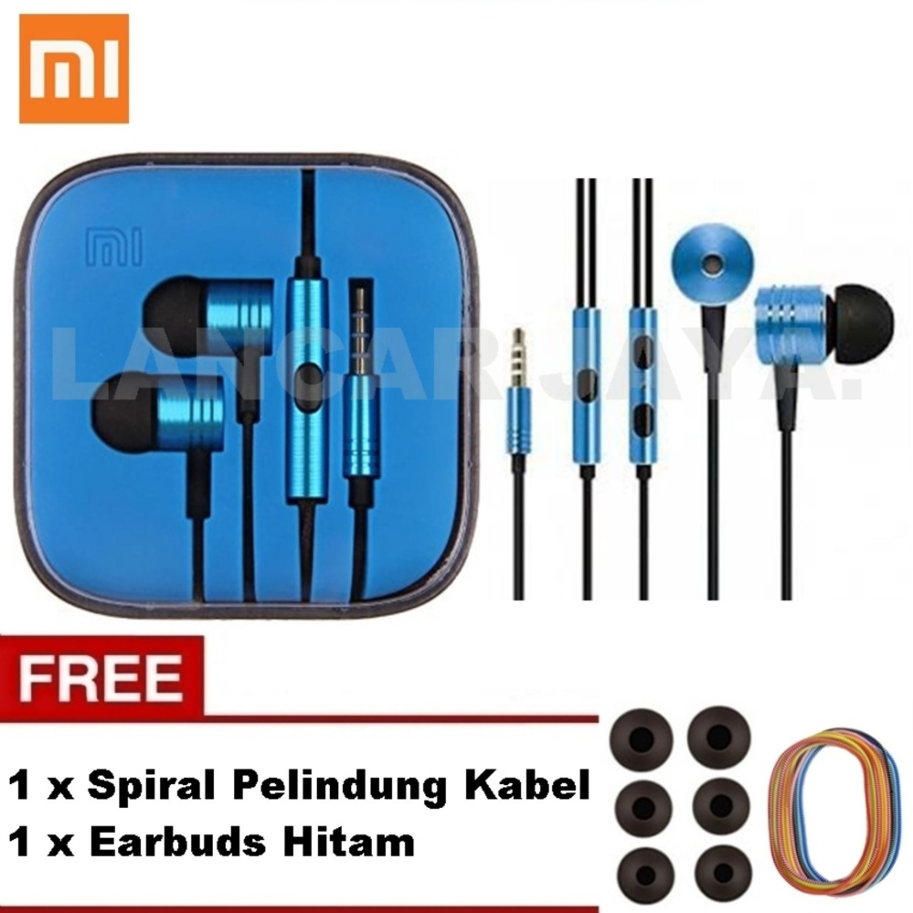 Xiaomi Earphone Big Bass Piston Mi 2nd Original Generation Handsfree/Headset_Blue Biru .
