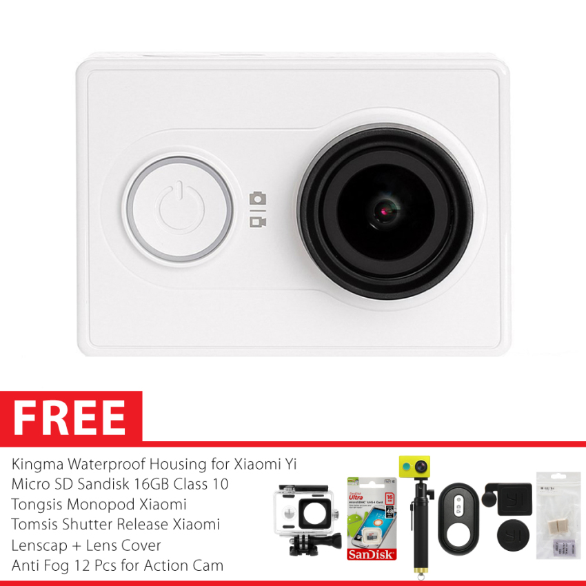 image:                  Xiaomi Yi International Paket Combo Xtra Godric Action Camera Original + Gratis Bundling Bonus - Putih                              