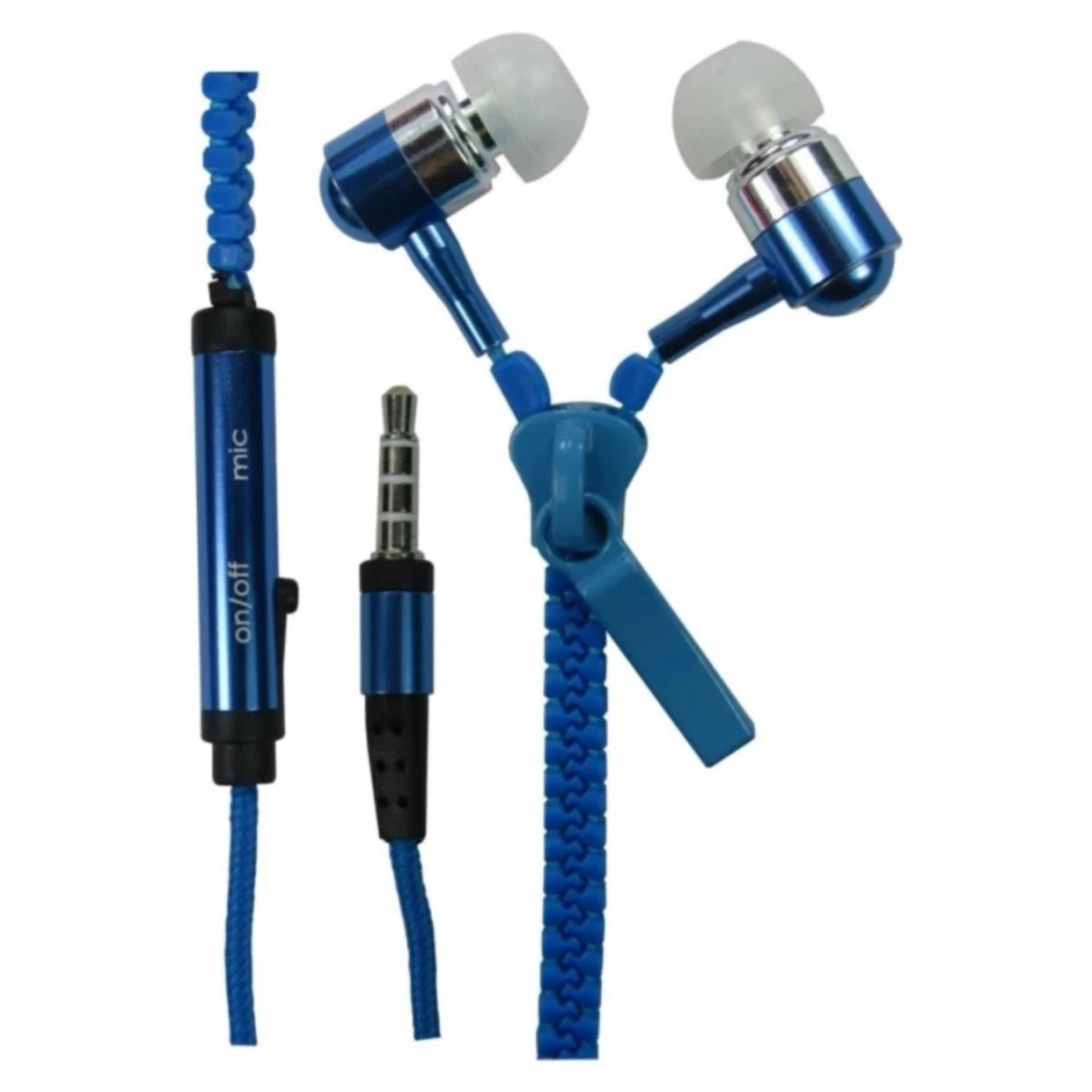 Zipper Earphones Stereo Bass In-Ear Wired Headset 3.5mm Connector Headphone with Microphone