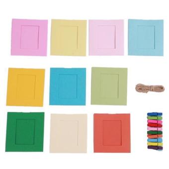10 Pcs Wood Clip + Paper Photo Frame(3 Inches) With Lanyard Multicolor