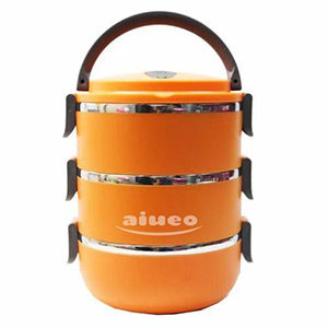 AIUEO Eco Lunch Box Stainless Steel Rantang 3 Susun - Blue