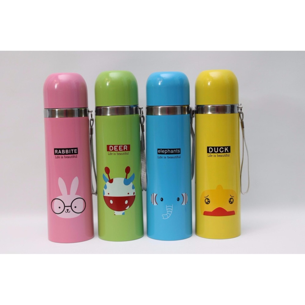 Botol Minum Termos Air Karakter Animal Stainless Steel 500 ml Vacuum Cup - Babamu