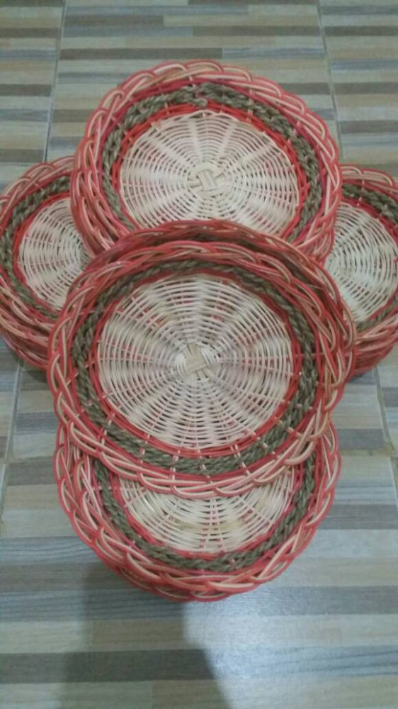 diva-Davi Piring Rotan anyaman motif - isi 5 pcs - diameter 24cm