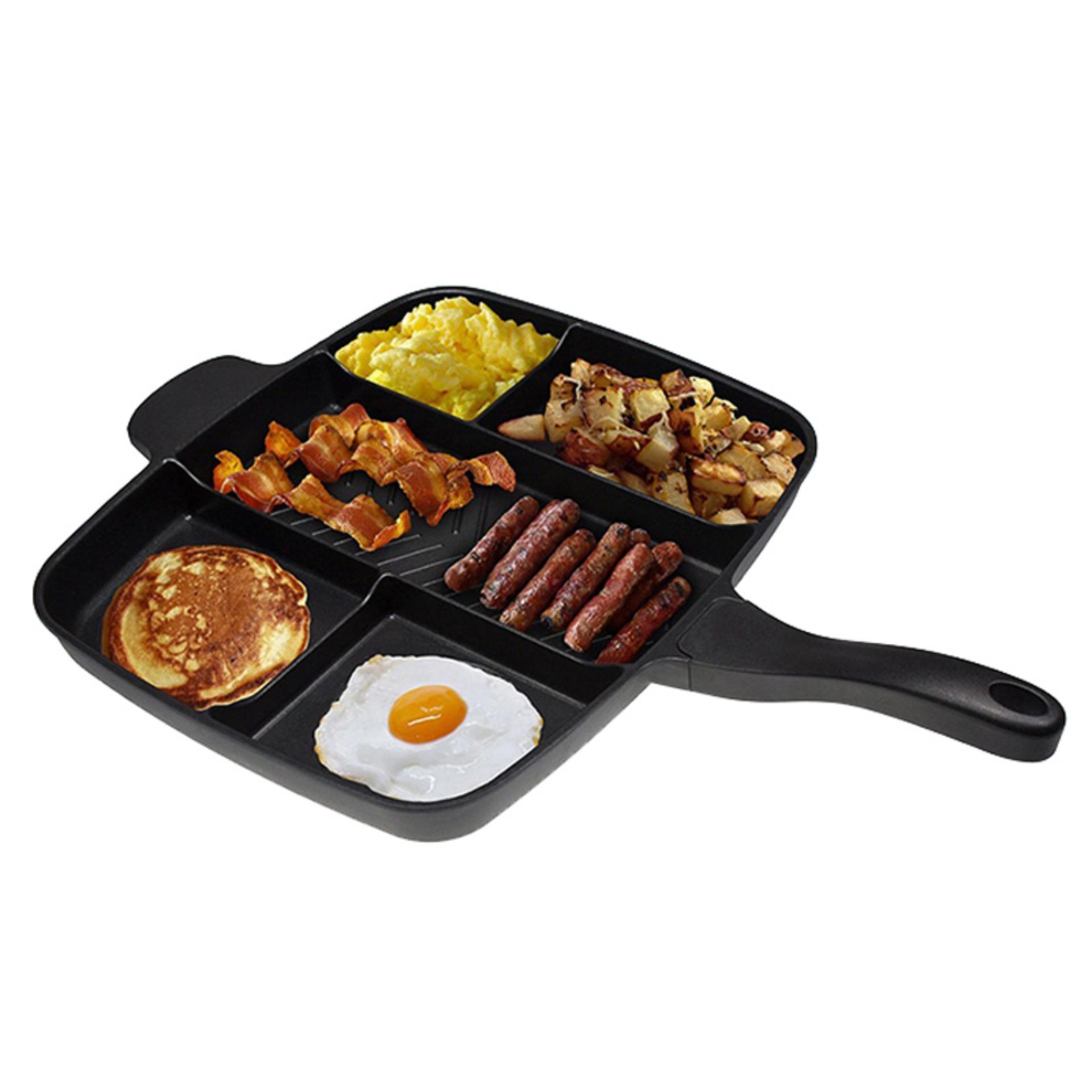Fryer Pan Non-stick 5 In 1 Fry Pan Terbagi Grill Fry Oven Meal Skillet 15 \