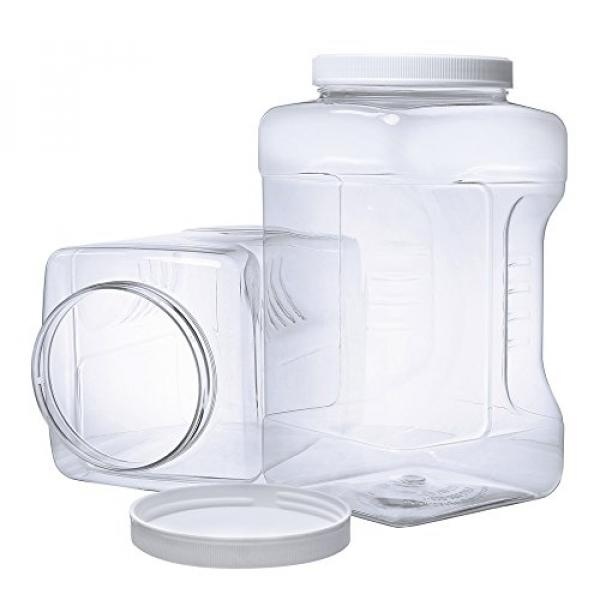 GPL/ 2 Pack - 1 Gallon Large Clear Empty Plastic Storage Jars with Lids - Square Food Grade Air Tight Wide Mouth Container with Easy Grip Handles - BPA Free Multi Purpose Jar/ship from USA - intl