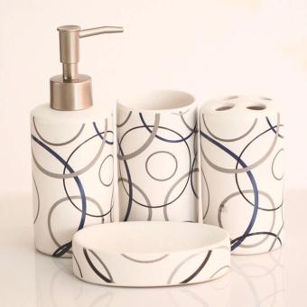 Harga DT Shop - BathroomSet Keramik Motif BubbleBola - 1Set 4 pc.