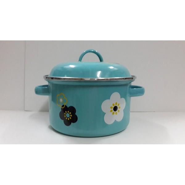 Kidstafun - SAUCEPOT DUTCH OVEN 20CM HOMELINE BAHAN ENAMEL MOTIF BUNGA DOTE20 - Multicolor