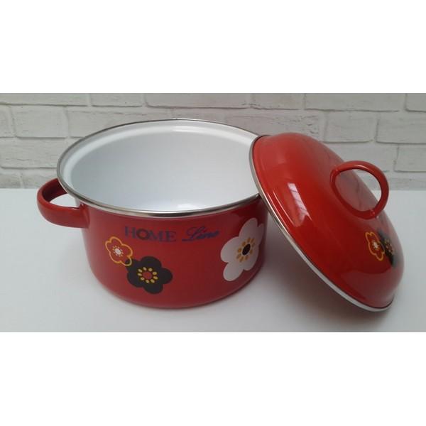 Kidstafun - SAUCEPOT DUTCH OVEN 20CM HOMELINE ENAMEL MOTIF BUNGA RED DOTE20 - Multicolor