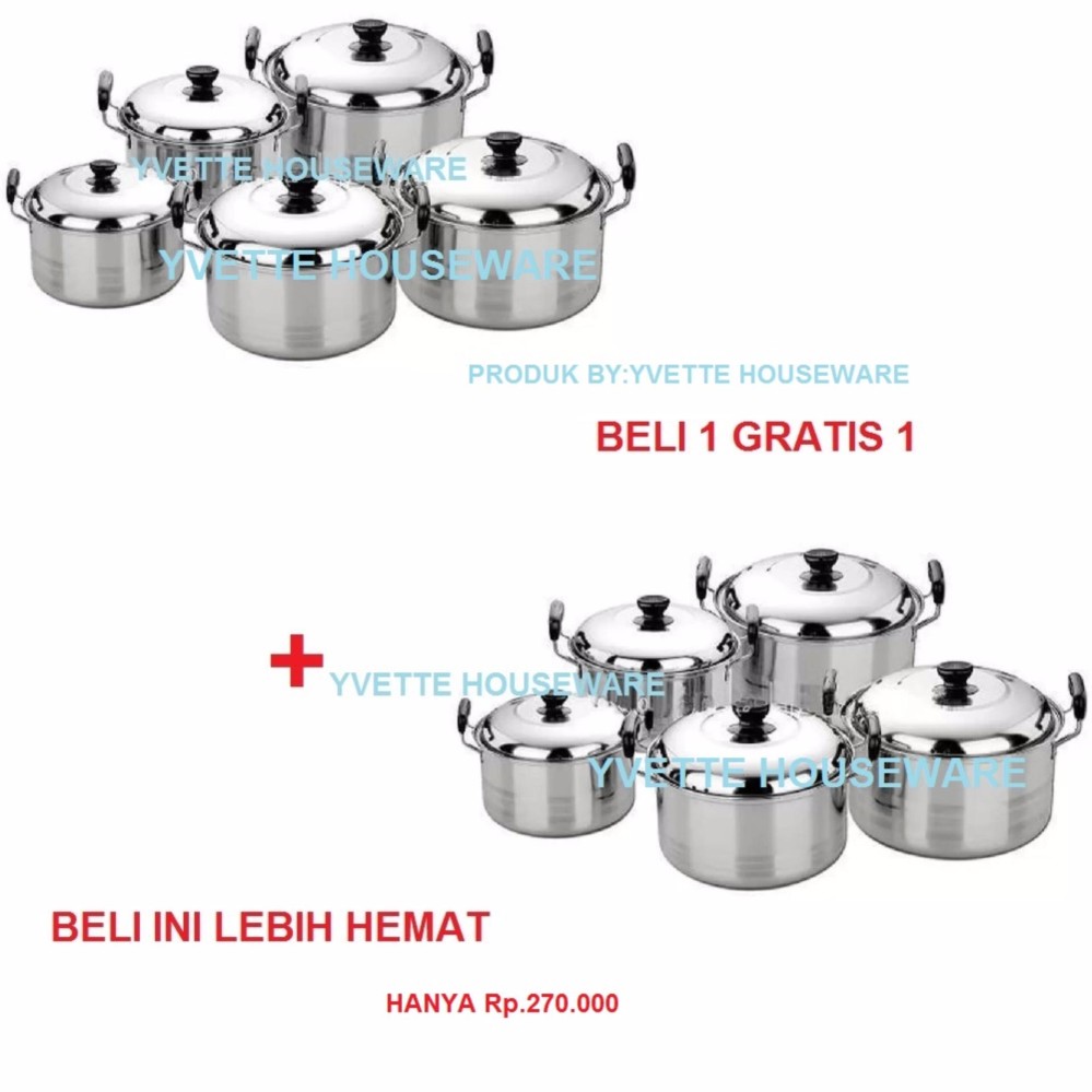 Panci Kingko 5 Pcs America High Pots + Bonus 5  Pcs America High Pots- Beli 1 GRATIS 1
