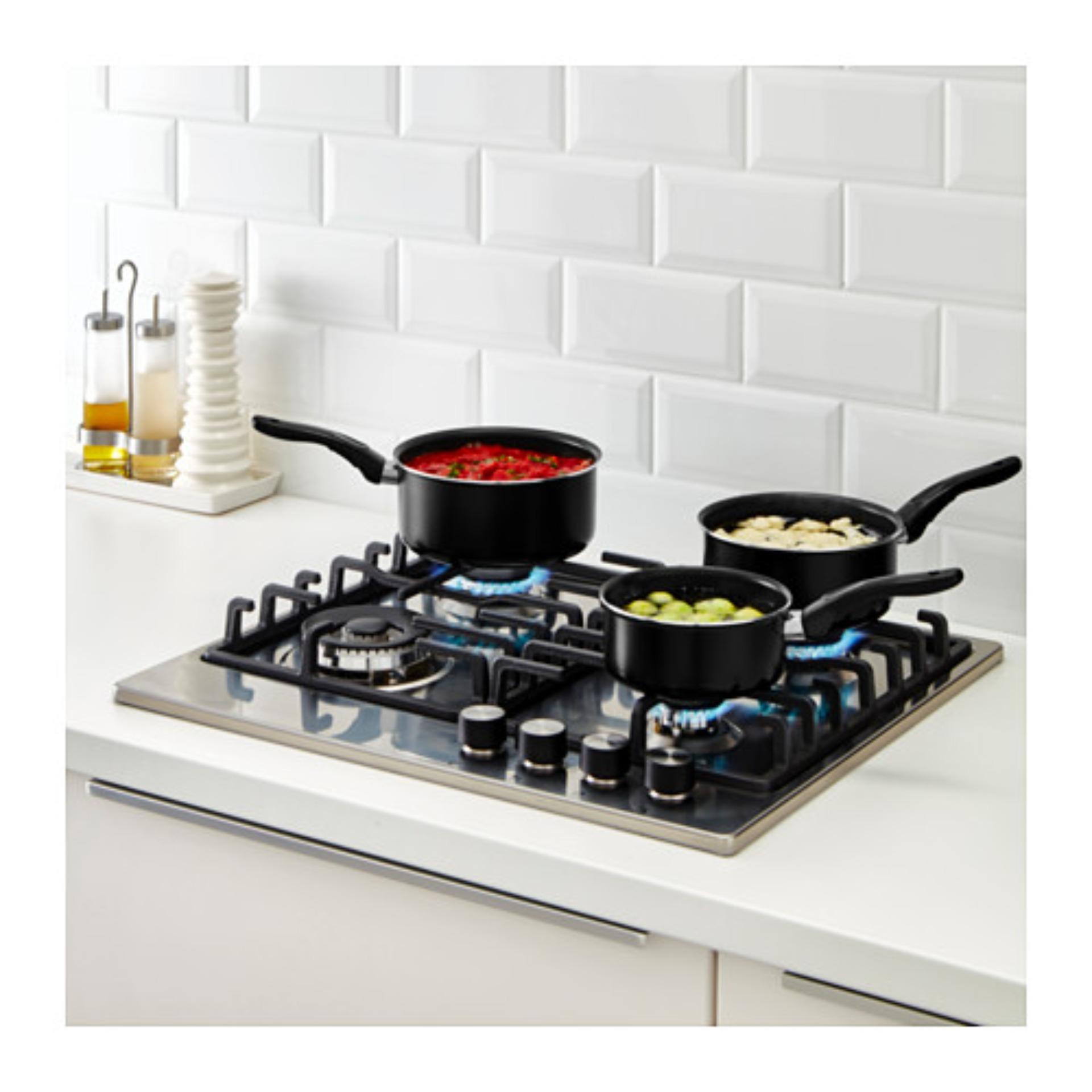 Panci saus, set isi 3, hitam - IKEA KAVALKAD