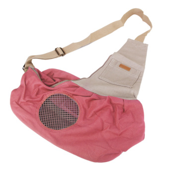 Gambar Pembawa hewan peliharaan kucing anjing satu tas selempang bahumemikul kantong untuk kolam berwarna merah muda