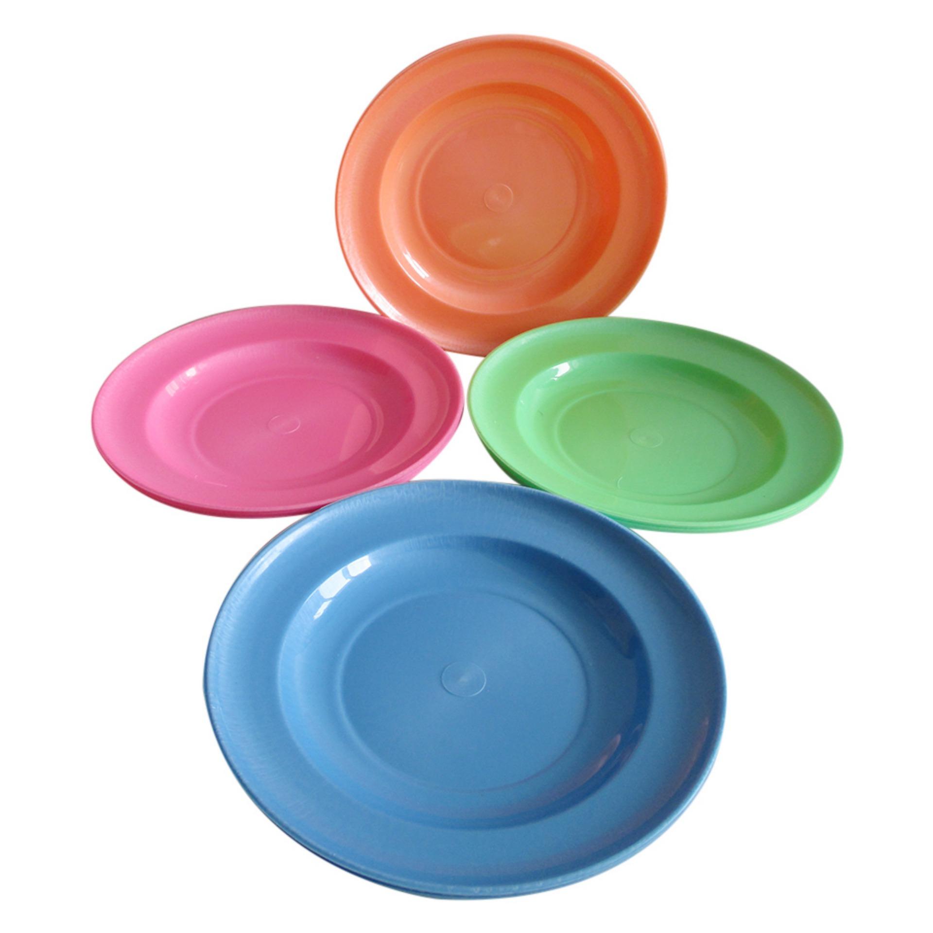 Piring Makan Plastik Cantik Set 12Pieces Pastel - Fullcolour