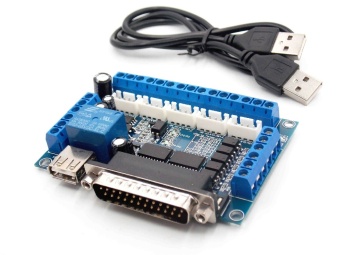 Upgraded 5 Axis CNC Interface Adapter Breakout Board Stepper MotorDriver Mach3 + USB Cable - intl