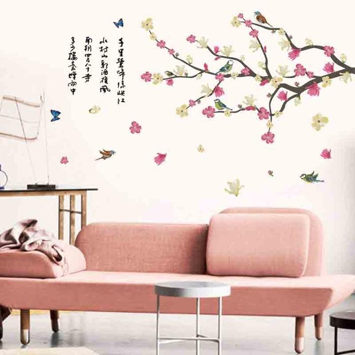 Wall Sticker AM9110 Caligraphy Plum Tree Stiker dinding Untuk Dekorasi Kamar Anak  -  Sticker Dinding Murah Penghias Dinding Rumah Wallpaper Dinding Lucu - Warna Random